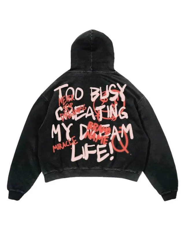 Black Slogan Graphic Hoodie – Custom Hoodie Manufacturing by ZK International