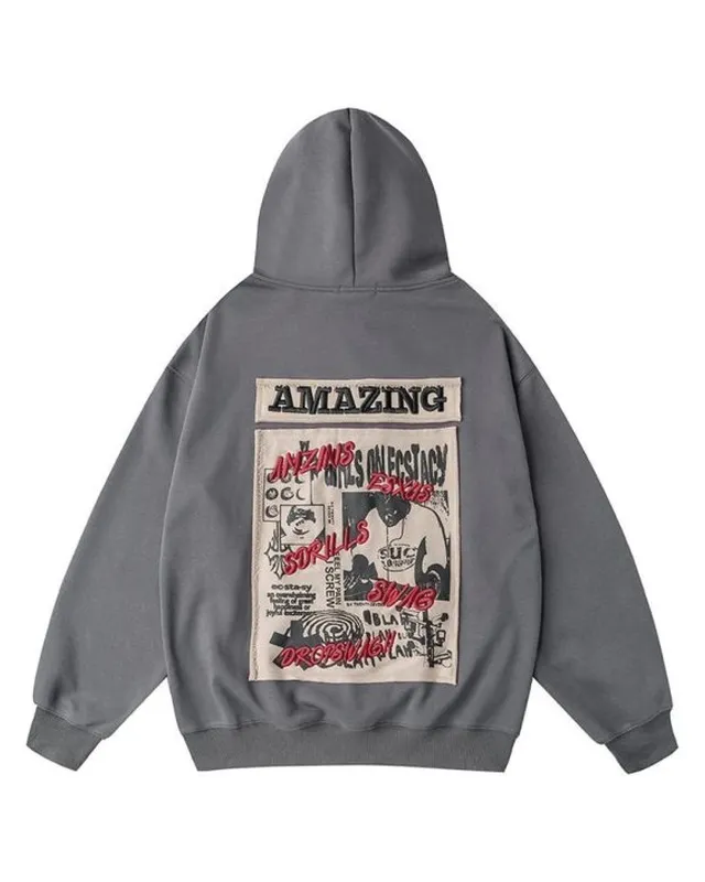 Grey Patchwork Print Hoodie – Custom Hoodie Manufacturing by ZK International