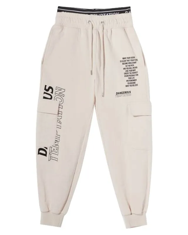 Cream Side Print Jogger โ Custom Joggers & Sweatpants Manufacturing by ZK International
